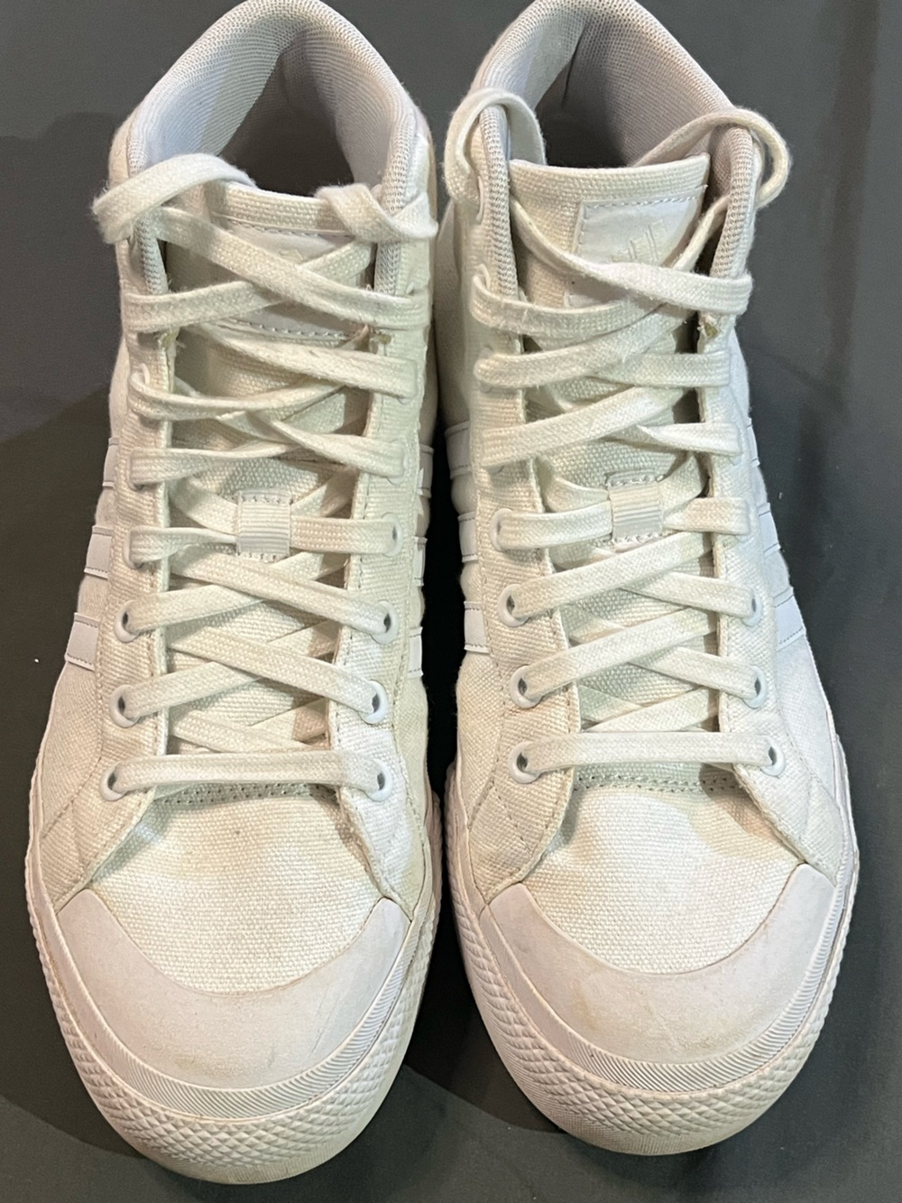 Adidas Bravado 2.0 Platform Hi Top Sneakers, White, Three Stripe, Sz 7.5